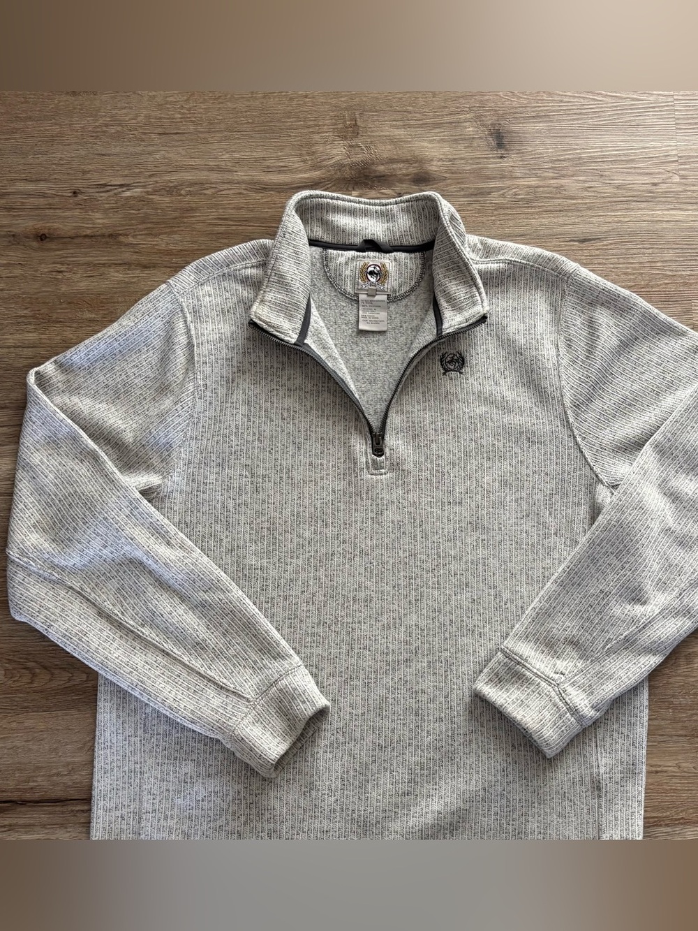 Cinch XL 1/4 zip pullover sweater Heather white and grays. Stunning! EUC